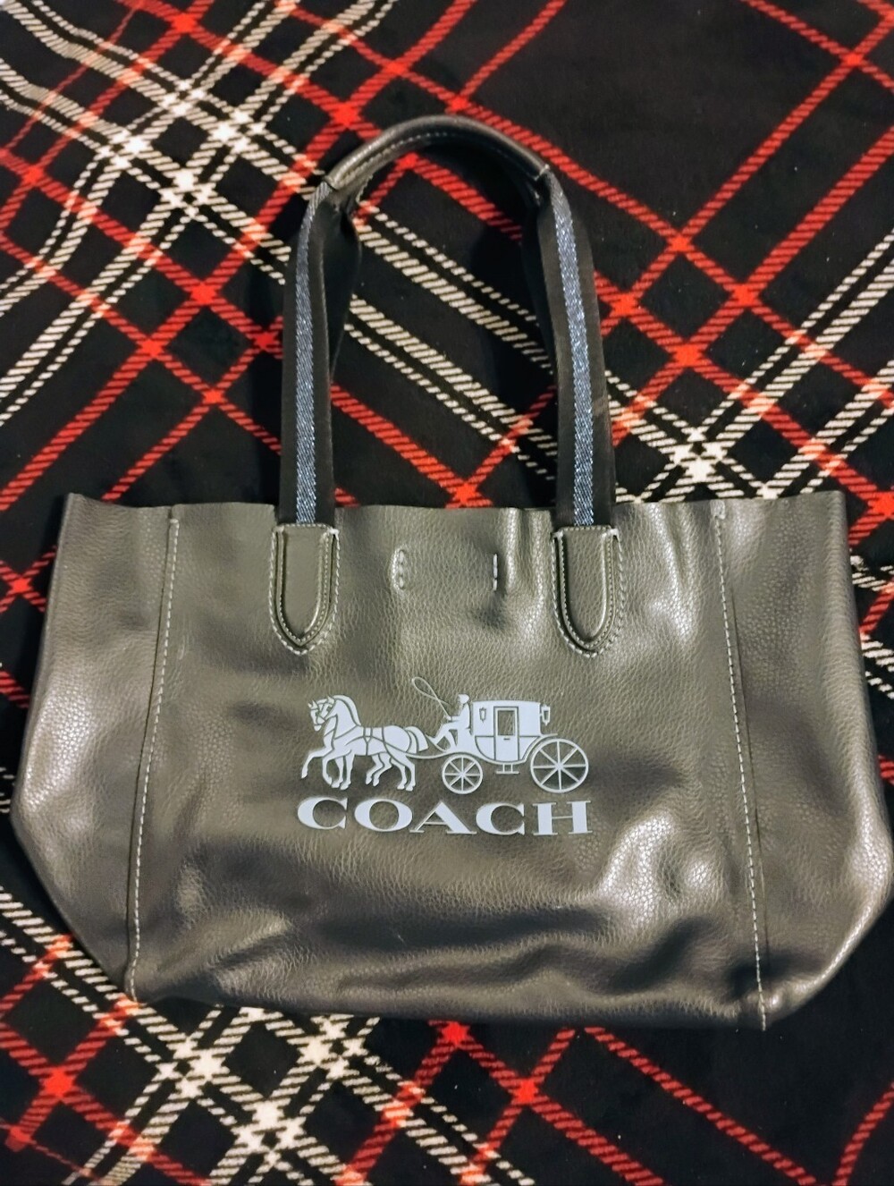 Navy Blue 💙 And Light Blue 🩵 Leather Coach Bag With Horse And Carriage Design